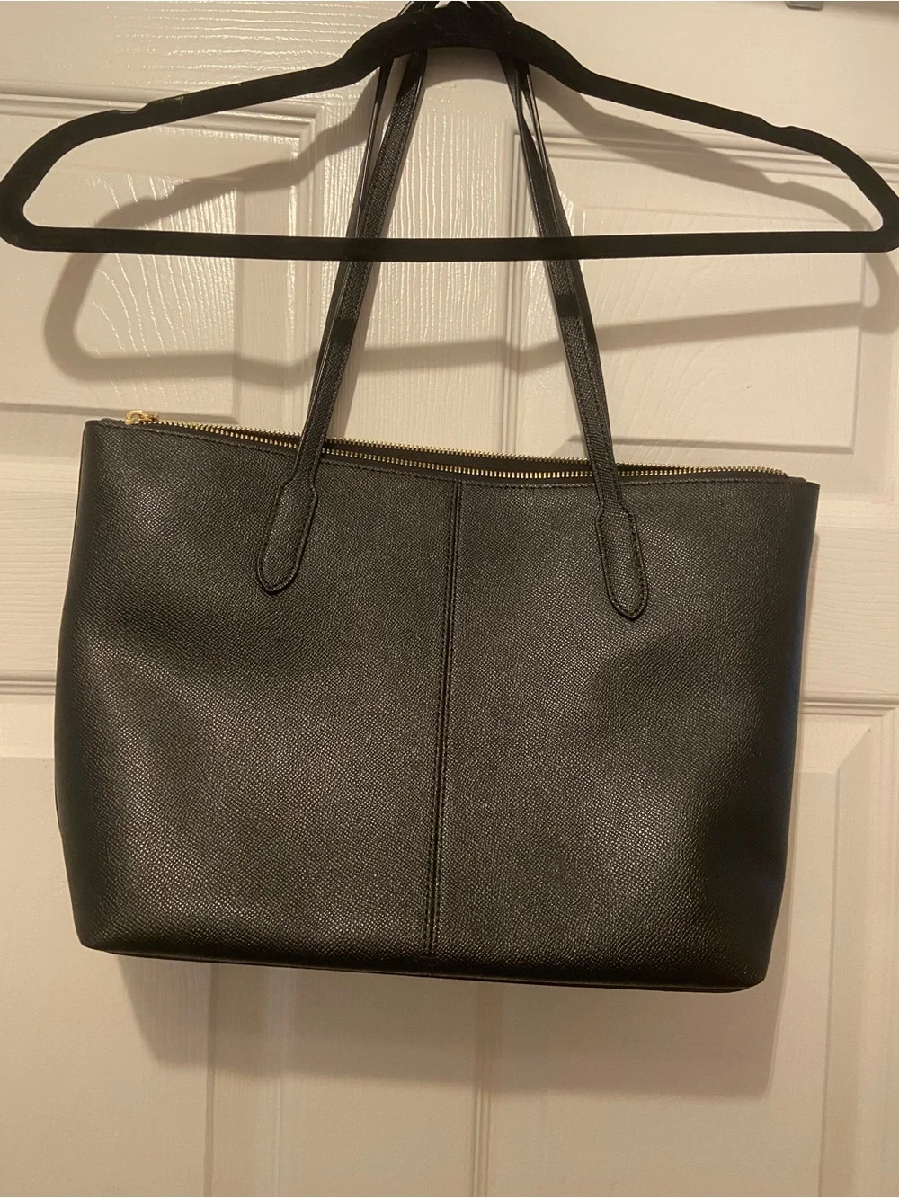 Coach Black Leather Tote with Gold Hardware